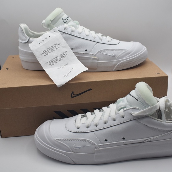 NIB NWT Nike Drop Type PRM LX Triple White/Black N.354 CN6916-100 Men's Size 8